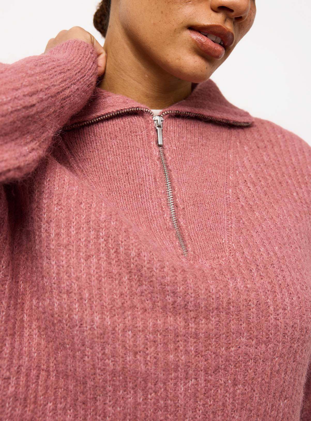 Pink Half Zip Collar Jumper  8 - Image 3